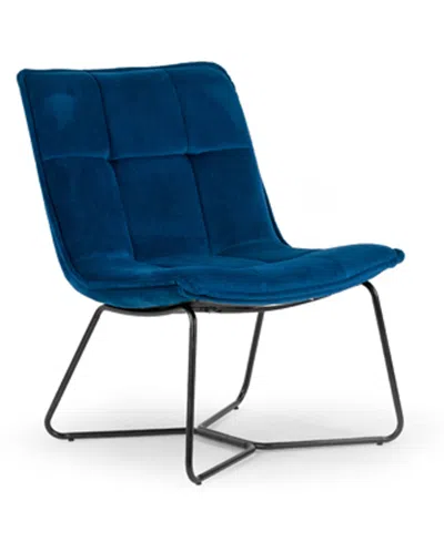 Glamour Home Aurele 26.5" Velvet Fabric Metal Accent Chair In Blue