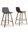 Glamour Home Set Of 2 Alyn Modern Barstool With Finish Plywood Legs And Metal Footrest In Brown