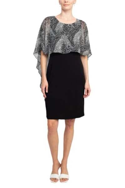 Glamour Nights Gvk180 Short Cocktail Cape Dress In Black