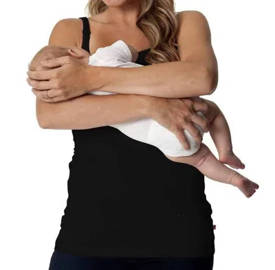 Glamourmom Nursing Bra Long Tank Top In Black