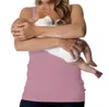 Glamourmom Nursing Bra Long Tank Top In Rose Mist In Multi
