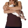 GLAMOURMOM NURSING BRA LONG TOP WITH ADJUSTABLE CHEST BAND IN CHOCOLATE
