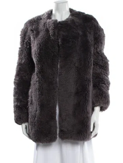 Pre-owned Glamourpuss Faux Fur Coat In Gray