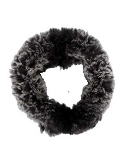 Pre-owned Glamourpuss Fur Animal Print Scarf In Black/grey