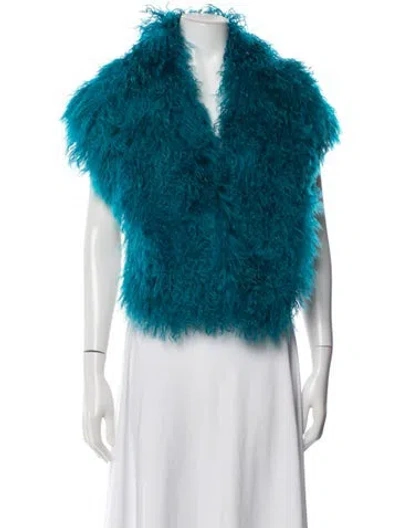 Pre-owned Glamourpuss Fur Faux Fur Jacket In Blue