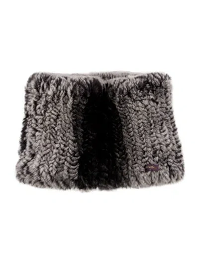 Pre-owned Glamourpuss Fur Infinity Scarf In Gray