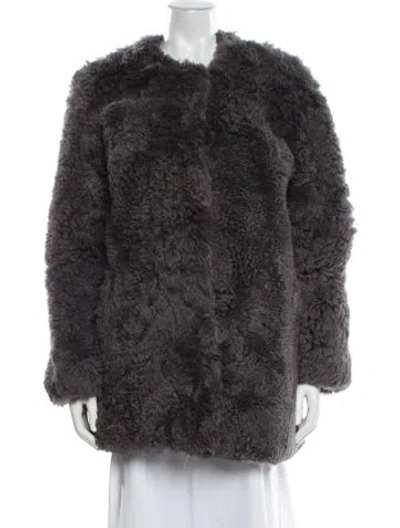 Pre-owned Glamourpuss Lamb Fur Faux Fur Jacket In Gray