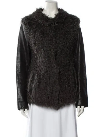 Pre-owned Glamourpuss Lamb Fur Fur Jacket In Gray