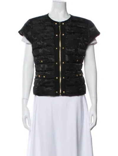 Pre-owned Glamourpuss Nylon Printed Down Jacket In Black