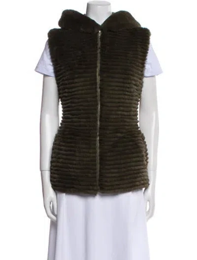 Pre-owned Glamourpuss Striped Down Jacket In Green