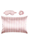Glampton Satin Pillowcase, Scrunchi & Mask Set In Pink