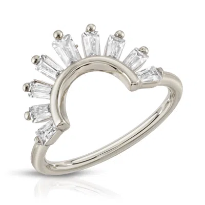Glamrocks Jewelry Women's Baguette Arc Ring- Silver