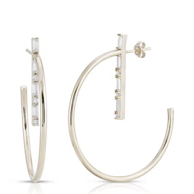 Glamrocks Jewelry Women's Baguette Bar Hoops- Silver