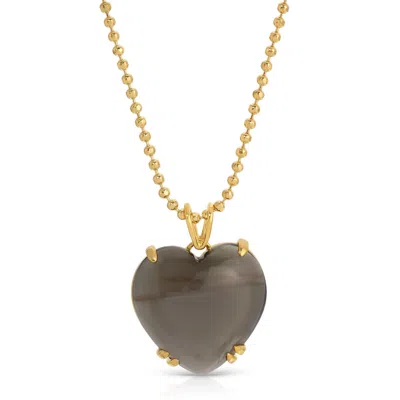 Glamrocks Jewelry Women's Black / Gold Black Moonstone Heart Necklace In Multi