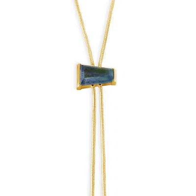 Glamrocks Jewelry Women's Blue / Gold Delano Necklace - Marine Blue In Multi