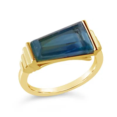 Glamrocks Jewelry Women's Blue / Gold Delano Ring- Marine Blue In Multi