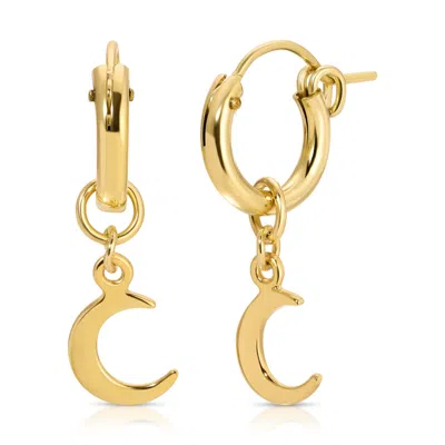 Glamrocks Jewelry Women's Gold Crescent Moon Huggie Hoop Earrings