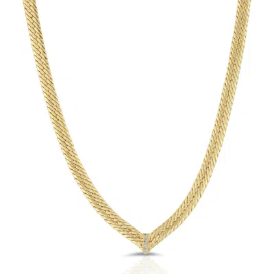 Glamrocks Jewelry Women's Gold Cz Chevron Herringbone Necklace- Clear