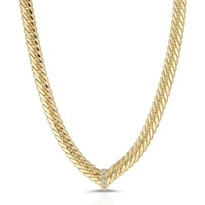 Glamrocks Jewelry Women's Gold Cz Chevron Statement Necklace- Clear
