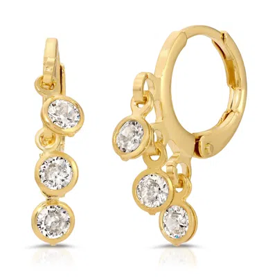 Glamrocks Jewelry Women's Gold Cz Shaker Huggie Hoops