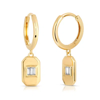 Glamrocks Jewelry Women's Gold Dangle Baguette Huggies