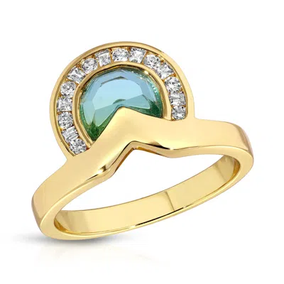 Glamrocks Jewelry Women's Gold Daybreak Gem Ring- Sky