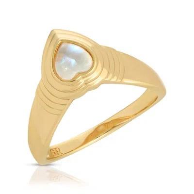Glamrocks Jewelry Women's Gold Heart Of Stone Ring- Moonstone