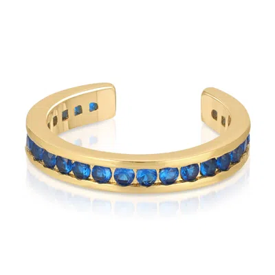 Glamrocks Jewelry Women's Gold Pavé Ear Cuff - Sapphire
