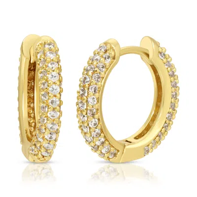 Glamrocks Jewelry Women's Gold Pavé Tube Huggies