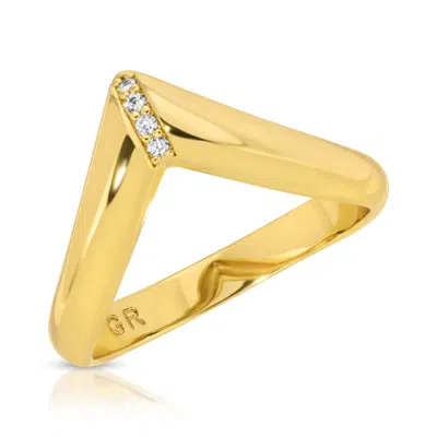 Glamrocks Jewelry Women's Gold / Silver Chevron Cz Ring- Clear In Multi