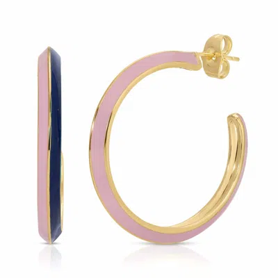 Glamrocks Jewelry Women's Gold Tequila Sunrise Enamel Hoop Earrings- Twilight