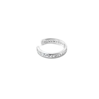 Glamrocks Jewelry Women's Pavé Ear Cuff- Silver