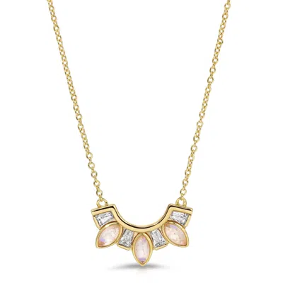 Glamrocks Jewelry Women's Seven Wonders Necklace - Moonstone In Yellow