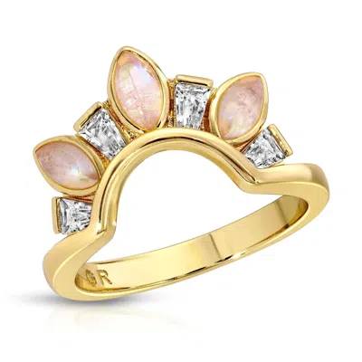 Glamrocks Jewelry Women's Seven Wonders Ring- Welo Opal In Yellow