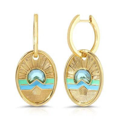 Glamrocks Jewelry Women's Tequila Sunrise Charm Hoop Earrings- Sky In Blue