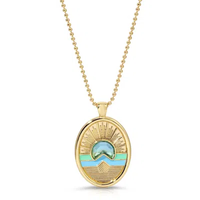 Glamrocks Jewelry Women's Tequila Sunrise Enamel Necklace - Sky In Blue