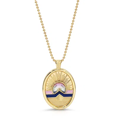 Glamrocks Jewelry Women's Tequila Sunrise Enamel Necklace - Twilight In Yellow