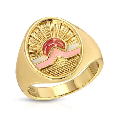 Glamrocks Jewelry Women's Tequila Sunrise Signet Ring- Sun In Yellow