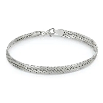 Glamrocks Jewelry Women's Thin Herringbone Bracelet - Silver