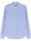 Glanshirt Band-collar Linen Shirt In Blue