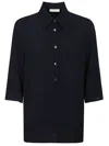 Glanshirt Three-quarter Sleeves Navy Silk Blend Shirt In Marine