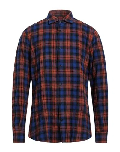 Glanshirt By Slowear Man Shirt Blue Size 16 Cotton, Wool In Multi