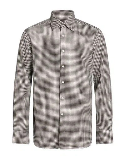 Glanshirt By Slowear Man Shirt Dark Brown Size 17 Cotton In Gray