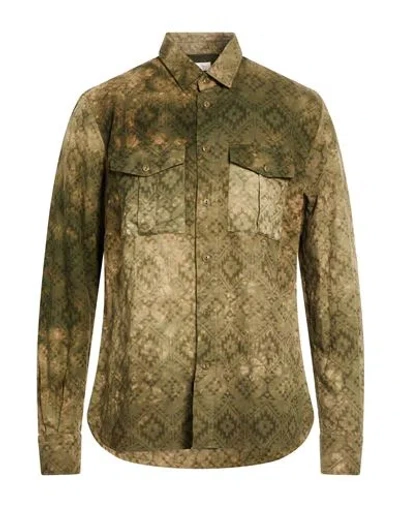 Glanshirt By Slowear Man Shirt Military Green Size 16 Cotton