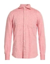 Glanshirt By Slowear Man Shirt Salmon Pink Size 17 Linen In Pink