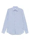 Glanshirt Long-sleeve Stripe-pattern Shirt In Blue