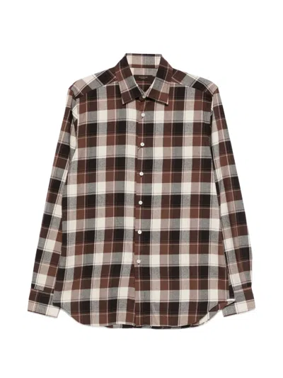 Glanshirt 체크 패턴 셔츠 In Brown