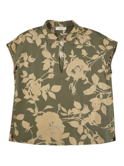 Glanshirt Floral Blouse In Green