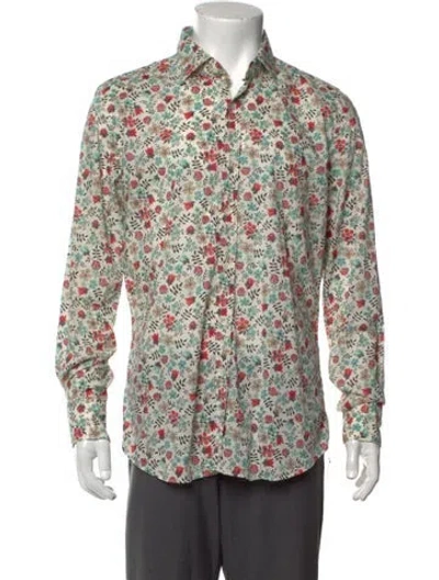 Pre-owned Glanshirt Floral Print Long Sleeve Shirt In Neutrals