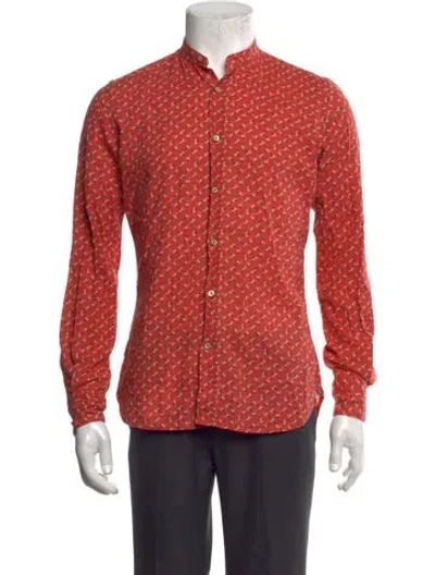 Pre-owned Glanshirt Floral Print Long Sleeve Shirt In Orange